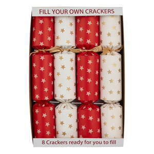Vánoční crackery v sadě 8 ks Cream & Red Stars – Robin Reed