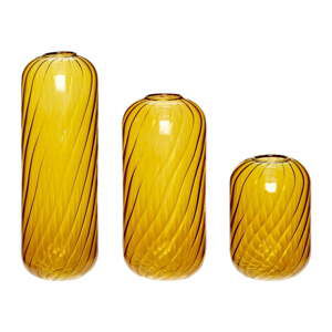 Okrově žluté skleněné ručně vyrobené vázy v sadě 3 ks (výška 20 cm) Fleur – Hübsch