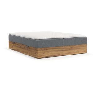 Boxspring postel s úložným prostorem v šedo-přírodní barvě 140x200 cm Faro – Maison de Rêve