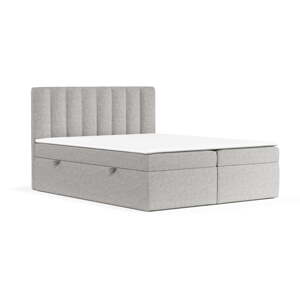 Světle šedá boxspring postel s úložným prostorem 140x200 cm Novento – Maison de Rêve