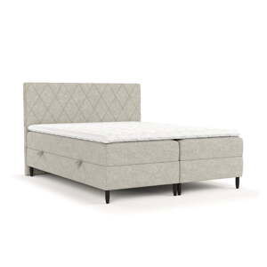 Šedobéžová boxspring postel s úložným prostorem 140x200 cm Gwen – Maison de Rêve