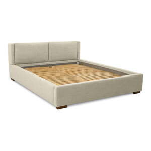 Béžová čalouněná dvoulůžková postel s úložným prostorem a roštem 160x200 cm Dreamer – Scandic