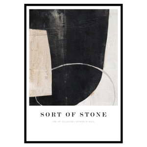 Plakát v rámu 52x72 cm Sort Of Stone   – Malerifabrikken