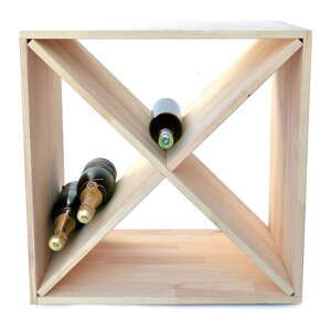 Regál na víno z borovicového dřeva v přírodní barvě na 24 lahví – Rojaplast