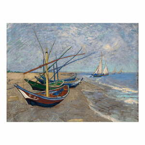 Reprodukce obrazu Vincenta van Gogha - Fishing Boats on the Beach at Les Saintes-Maries-de la Mer, 40 x 30 cm