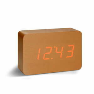 Oranžový budík s červeným LED displejem Gingko Brick Click Clock