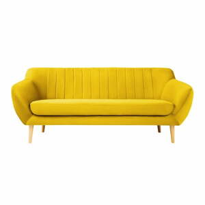 Žlutá sametová pohovka Mazzini Sofas Sardaigne, 188 cm