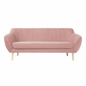 Světle růžová sametová pohovka Mazzini Sofas Sardaigne, 188 cm