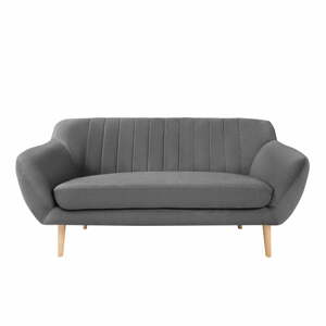 Šedá sametová pohovka Mazzini Sofas Sardaigne, 158 cm