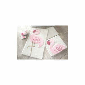 Sada 3 růžovo-bílých koupelnových předložek Chilai Home by Alessia Flamingo